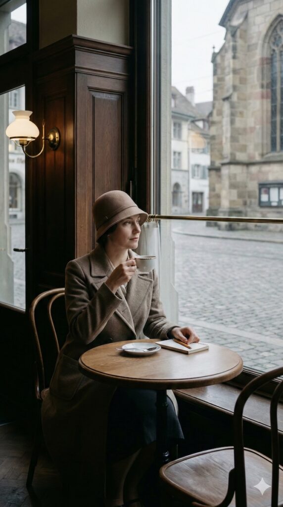 Basel um 1930 – Eine visuelle Zeitreise in die Altstadt 7 Basel Frau Cafe 1930