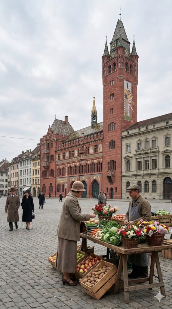 Basel um 1930 – Eine visuelle Zeitreise in die Altstadt 8 Basel Marktplatz 1931